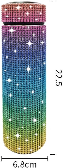 17 oz Bling Stainless Steel Water Bottle Rhinestone Vacuum Water Bottle Glitter Bottles Diamond Vacuum Flask Mug Gift Girls Women (500ml),Colorful - Image 2