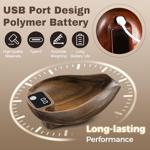 Wooden Tea Scale, Coffee Scale, Espresso Scale,Weigh Digital Coffee Scale with Timer, 0.1g 0.01oz Resolution 0.3 to 200g Rechargeable Elegant Kitchen Scale Walnut Color - Image 3