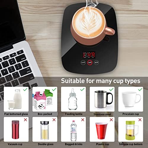 Coffee Mug Warmer for Desk with Heating Function 25 Watt Electric Beverage Warmer with Adjustable Temperature 131℉/ 55℃or 167℉/ 75℃ (Without Mug) 2PCS - Image 4