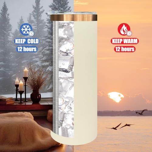 20 oz Skinny Tumblers Bulk with Lids and Straws Cream,8 pack - Image 4