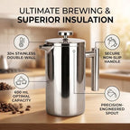 MAVIS LAVEN French Press Coffee Maker, Double Wall Insulated 600ml - Image 6