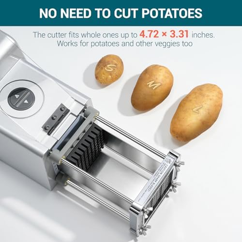 Sopito French Fry Cutter Electric Potato Cutter Stainless Steel with 1/2 & 3/8 Inch Blades for Potatoes, Carrots, Cucumbers & Onions - Image 4