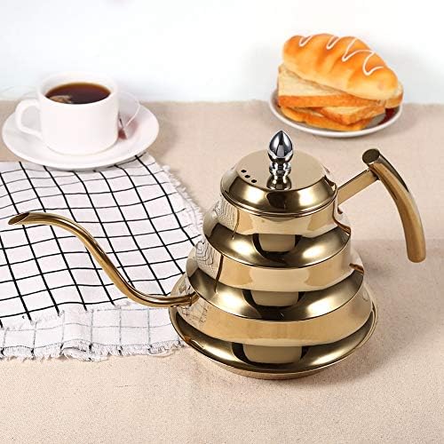 Joint Design Stainless Steel Gooseneck Coffee Kettle, 1.2L Drip Pot Maker for Pour Over Coffee and Tea, Ergonomic Handle, Safe for Gas Electric Stove, Easy to (Gold) - Image 5