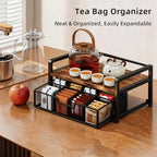 Tea Bag Organizer with 8-Compartment Mesh Drawer, Rustic Brown - Image 4
