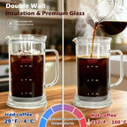 34oz French Press Coffee & Tea Maker Double-Wall Glass Plastic Free - Image 2
