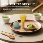 4 Piece Matcha Japanese Ceremony Set, Resin Matcha Whisk, Bamboo Spoon, Bamboo Scoop, Whisk Stand, Perfect Set for Preparing, Yellow - Gradient Blue - Image 4