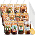Umigy 12 Pack Christmas Glass Cups 16 oz Drinking Glasses,Vibrant Style by Umigy