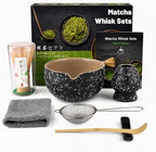 7PCS Matcha Set, Matcha Making Kit Includes Matcha Whisk and Bowl, Tea Lid, Scoop, Strainer and Match Whisk Holder, Tea Towel, Matcha Whisk Set for Matcha Lovers (Black) by Lafefe