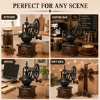 Vintage Manual Coffee Grinder with Cast Iron Ferris Wheel Hand Crank, Wooden Coffee Mill with Ceramic Burr, Adjustable Grind Size for Espresso, French Press, Pour Over, Home Barista Coffee Gift - Image 6