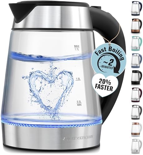 Zulay Kitchen Fast-Boiling Electric Kettle - 1.7L Hot Water Kettle 1500W With Auto Shut-Off - Water Boiler For Coffee & Tea - Boil-Dry Protection, Cool-Touch Handle, 360° Base - Black by ZulayKitchen