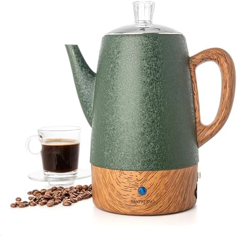 Mixpresso 10 Cup Shiny Green Electric Percolator Coffee Pot Stainless Steel by Mixpresso