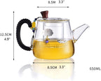 Habiba Teapot 650ml Household Teapot Heat-Resistant Transparent Glass Tea Kettle with Detachable Infuser Induction Cooker Teapots Tea Set Ergonomic - Image 2