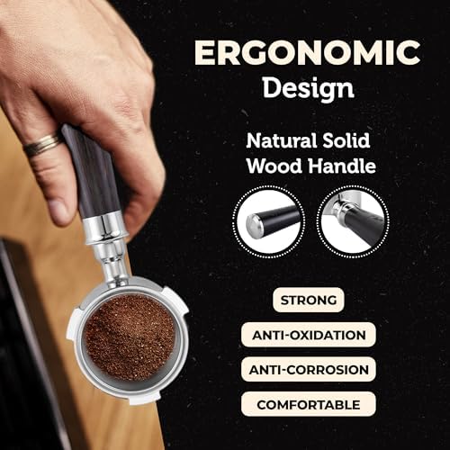 51mm Naked Bottomless Espresso Portafilter 3 Ears | Fits De’Longhi EC680,EC685&SMEG | Portafilter with Stainless Steel Basket&Solid Wood Handle | Espresso Accessories(51mm Bottomless 3 Ear) - Image 6