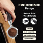 51mm Naked Bottomless Espresso Portafilter 3 Ears | Fits De’Longhi EC680,EC685&SMEG | Portafilter with Stainless Steel Basket&Solid Wood Handle | Espresso Accessories(51mm Bottomless 3 Ear) - Image 6
