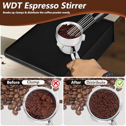 Espresso Accessories,6 PCS Espresso Machine Accessories Kit,Coffee Tamper Tools Set with Espresso Tamper,Coffee Tamping Mat,WDT Distribution Tool,Knock Box,Dosing Funnel and Puck Screen(54mm) - Image 6
