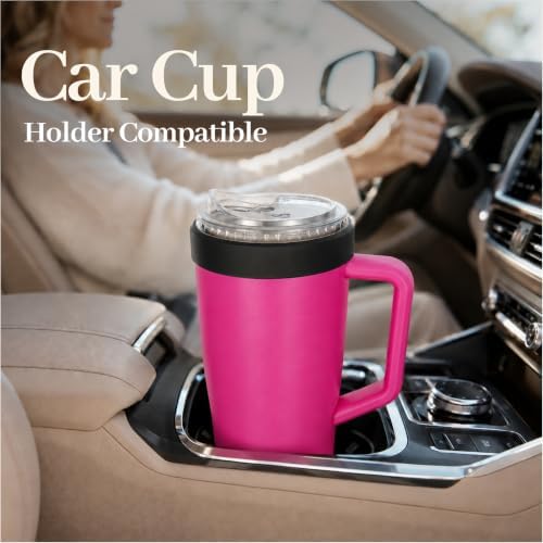 28 oz Iced Coffee Tumbler with Leak-Proof Lid – Stainless Steel Vacuum Insulated Travel Mug & Sleeve, Keeps Drinks Hot or Cold (Pink) - Image 5