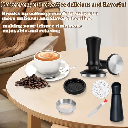 51mm Espresso Accessories Kit, Spring Loaded Calibrated Tamper, WDT Tool, Puck Screen and Dosing Funnel Set Fits Delonghi 51 mm Espresso Coffee Machines and Portafilter, Professional Barista Tools - Image 7