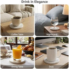 Pure White Marble Coasters Set of 6, Elegant ICY Crystal Coasters for Coffee Table, 4" Round Polished White Stone Coaster with Sparkling Texture – Heat Resistant, Non-Slip, Housewarming Gift - Image 7