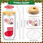 Umigy 12 Pack Christmas Glass Cups 16 oz Drinking Glasses,Chic Style - Image 2