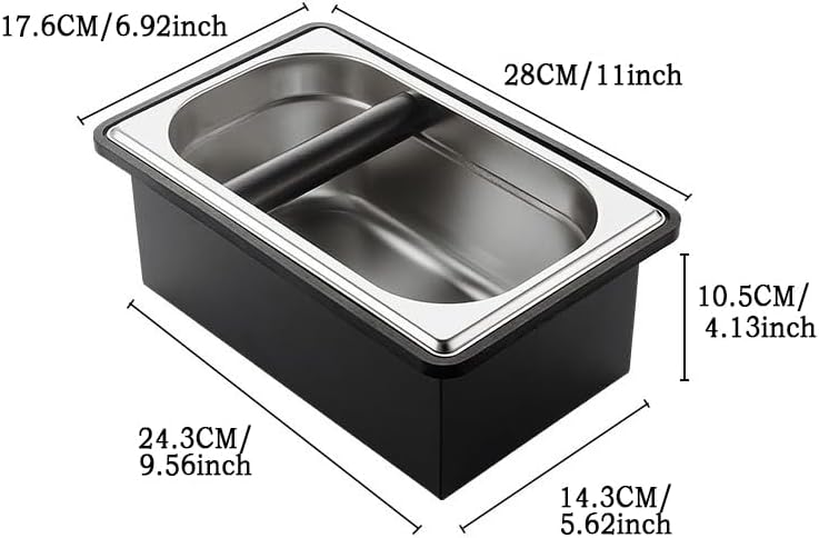 Coffee Knock Box, Stainless Steel Coffee Espresso Knock Box Coffee Grounds Bin with Noise Reduction Rubber Ring, Barista Espresso Machine Accessories (Large) - Image 2