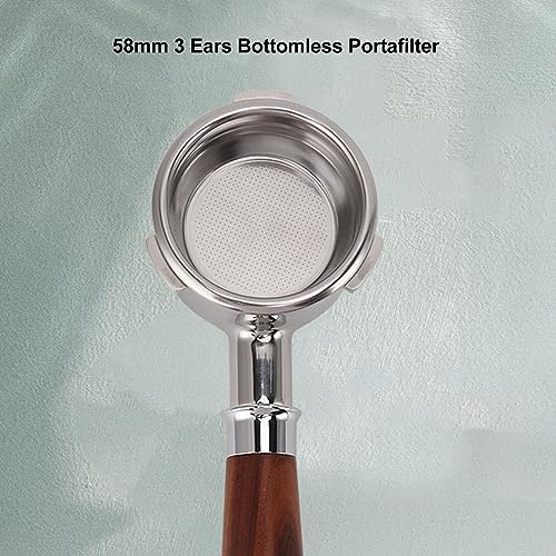 Ymiko Set Ear for 58mm Bottomless Portafilter with Solid Wood Handle Compatible with Barsetto Coffee Machine Stainless Steel Design for Enhanced Brewing Experience (#4) - Image 3