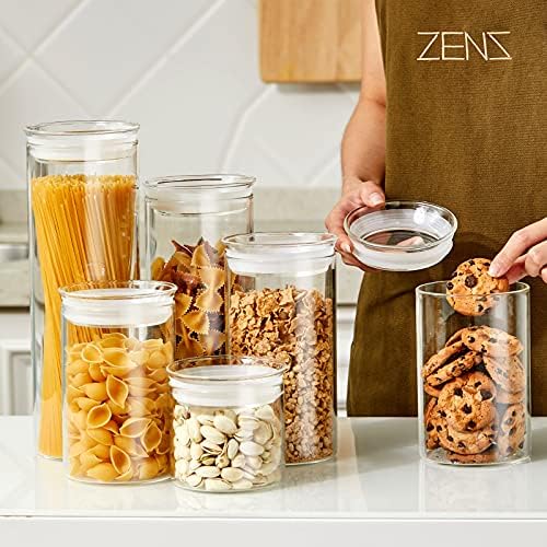 ZENS 27oz Glass Jars with Airtight Lid Set of 2, Clear Glass Storage Containers, Glass Kitchen Canisters with Airtight Lids, Coffee Jars for Brown Sugar, Pantry Organization - Image 4