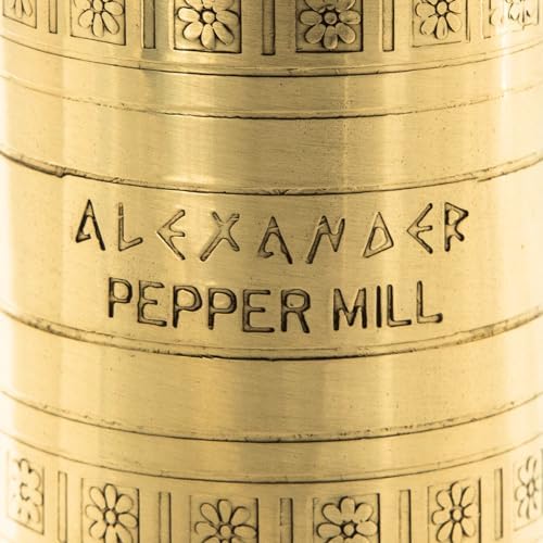 Alexander Home Original Greek Pepper Mill, 10-Inch Brass – European Manual Pepper Grinder Refillable - Image 6