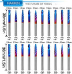 Hakkin 20 Pcs Carbide Rotary Burrs Set, End Mill CNC Router Bit, 1/8" Shank Nano Blue Coating Ball Nose End Mill, Double Cut Coat Rotary Drill for Die Grinder Woodworking, Engraving, Drilling, Carving - Image 2