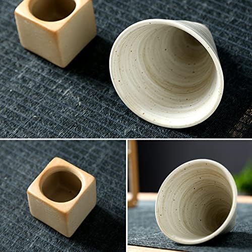 Coarse Pottery Coffee Mug with Base, 200ml Creative Triangular Cone Shape Porcelain Mug, Ceramic Tea Cup for Gift Coffee Tea Latte Milkshake Yogurt (white+black) - Image 2