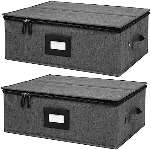 Mug Storage Box with Dividers 2 Pack, Hard Top Cup Storage for Coffee Mug by Mayniu