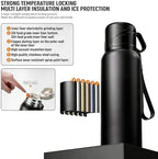 Double wall vacuum Leakproof stainless steel wide mouth insulated water bottle;tea tumbler with infuser,cup,lid;smart thermoses hot drinks;thermal flask ice coffee with led digital temperature display - Image 5