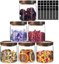 Glass Spice Jars Seasoning Containers Small Glass Jars with Lids Airtight Food Storage Canister for Kitchen Pantry Sugar Tea Coffee Bean Nuts Cookies Herbs Salt (16oz/473ml*6 pack) by Foyofly