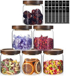 Glass Spice Jars Seasoning Containers Small Glass Jars with Lids Airtight Food Storage Canister for Kitchen Pantry Sugar Tea Coffee Bean Nuts Cookies Herbs Salt (16oz/473ml*6 pack) by Foyofly