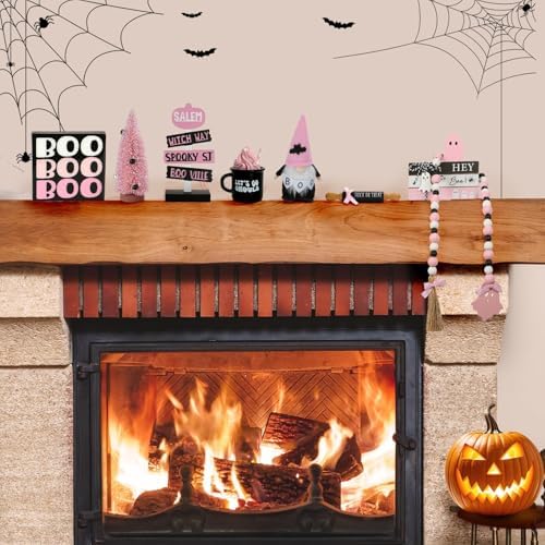 Pink Halloween Decorations 8PCS Tiered Tray Decor for Home Office - Image 6