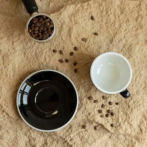 Loveramics Cappuccino Cup with Saucer, 8 oz Ceramic Coffee cup with Round Bottom for Cappuccino, Latte, Tea, Espresso, Thick-walled Stoneware Cup Set for Barista - Regular Colours (Black, 8OZ) - Image 6