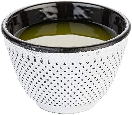 Restaurantware-Tetsubin 4 Ounce Tea Cups, 2 Hobnail Traditional Japanese Tea Cups - Enamel Coated, Corrosion-Proof, White Cast Iron Small Cup, Crack-Resistant, Rust-Resistant by Restaurantware