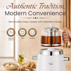 Electric Samovar Tea Maker 4L with Glass Teapot, Stainless Steel Hot Water Urn, Fast Boil 120V 1200W, Auto Shut-Off & Keep Warm, Turkish Russian Tea Maker for Home & Office-White - Image 4