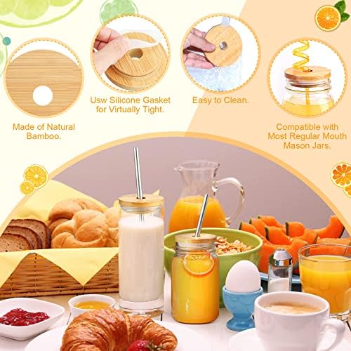Cunhill 100 Pieces 70mm Bamboo Jar Lids Bulk with Straw Hole for Glass Cups - Image 4