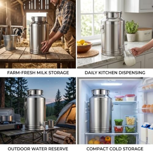 5-125L Milk Can Bucket, 304 Stainless Steel Water Dispenser with Spigot - Image 5