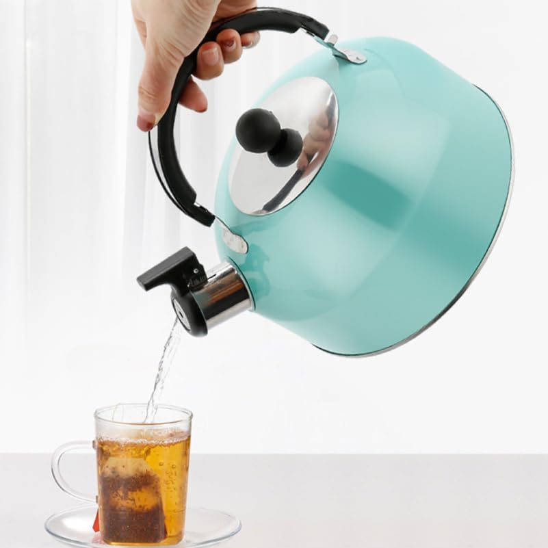 Cabilock Whistling Tea Kettle Stainless Steel Boiling Kettle for Stovetop Teapot with Non Dripping Spout Comfortable Handle 7.48 X 7.28 X 7.28 Home and Office - Image 2