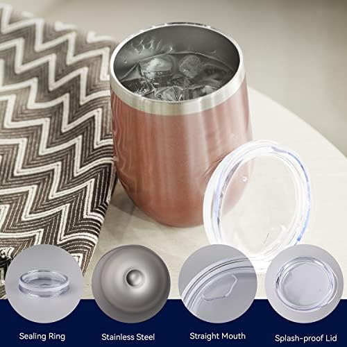 DOMICARE Stainless Steel Wine Tumbler Bulk with Lid, Personalized Rose Gold Insulated Tumblers Set, 12oz Travel Coffee Cups Pack of 12 - Image 3