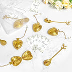 50 Sets Bridal Shower Tea Party Favor for Guests Leaf Tea Spoon Heart Tea Infuser for Loose Leaf Tea Steeper with Thank You Card Organza Bags for Wedding Decoration Gift Souvenirs (50, Gold) - Image 5