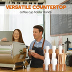 CroBlissful 9 Compartment Acacia Wood Vertical Coffee Cup and Lid Dispenser - Image 5