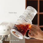 INSETLAN 24 oz Raindrop Glass Tumbler with Handle, 2-Pack Iced Coffee Cups - Image 5