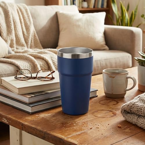 MEWAY 16oz Tumbler Double Wall Vacuum Insulated Travel Mug Bulk, Stainless Steel Tumblers with Lid, Powder Coated Coffee Cups for Cold & Hot Drinks (Navy,12 Pack) - Image 5