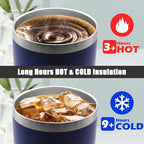 20oz Tumbler Insulated Coffee Tumblers with Lid Stainless Steel Navy 4P - Image 5