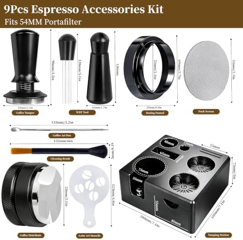 9 PCS 54mm Espresso Accessories Kit with Tamper Station - Image 3
