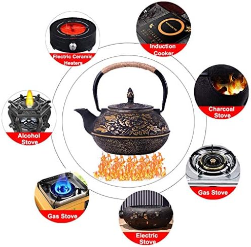 Japanese Tetsubin Tea Kettle Cast Iron Teapot with Stainless Steel Infuser - Image 4
