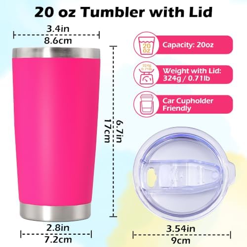 20oz Tumbler Insulated Tumblers Vacuum Coffee Mug with Lid Hot Pink 6Pack - Image 5