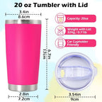 20oz Tumbler Insulated Tumblers Vacuum Coffee Mug with Lid Hot Pink 6Pack - Image 5